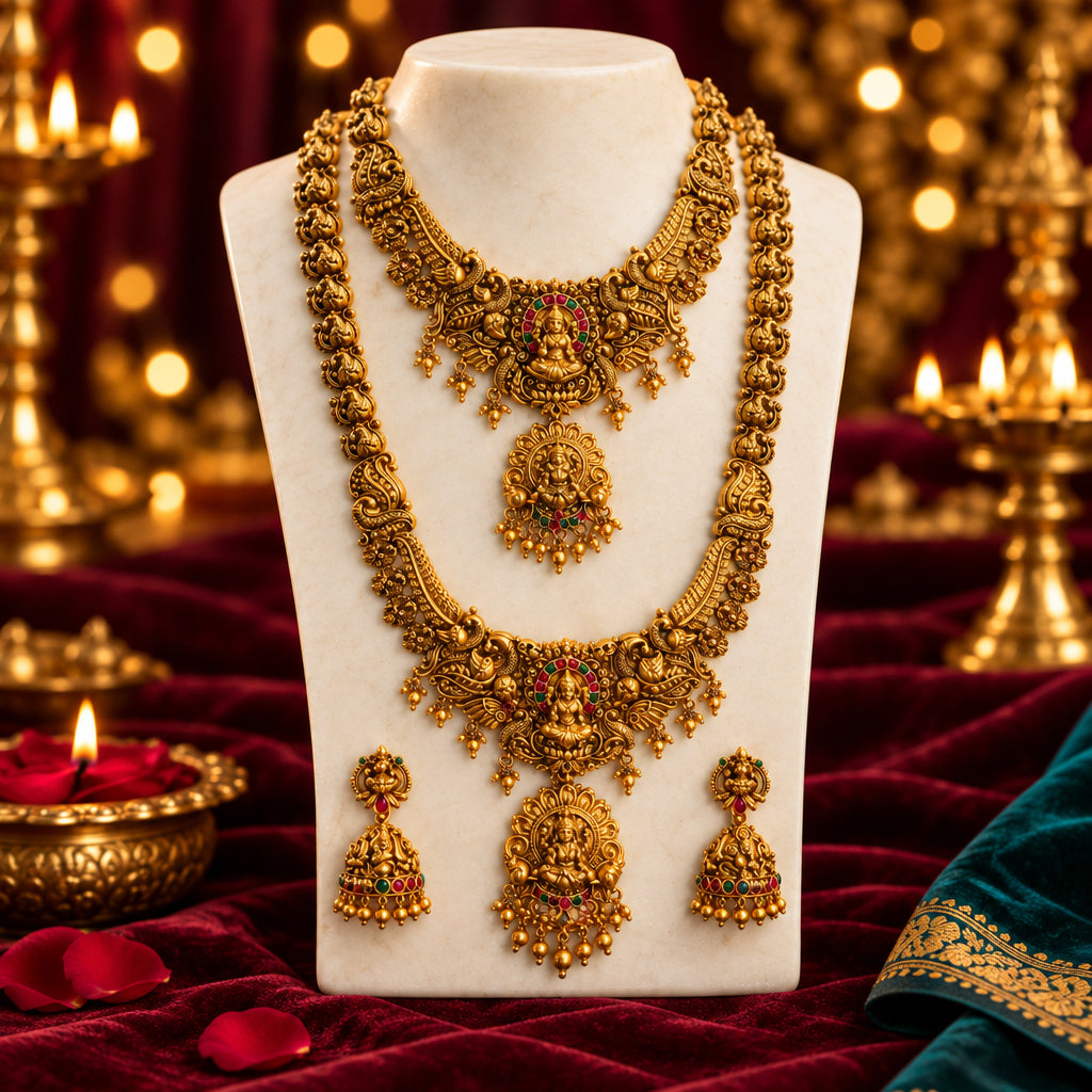 Maanvi Kundan along Necklace and Necklace and Earrings Set