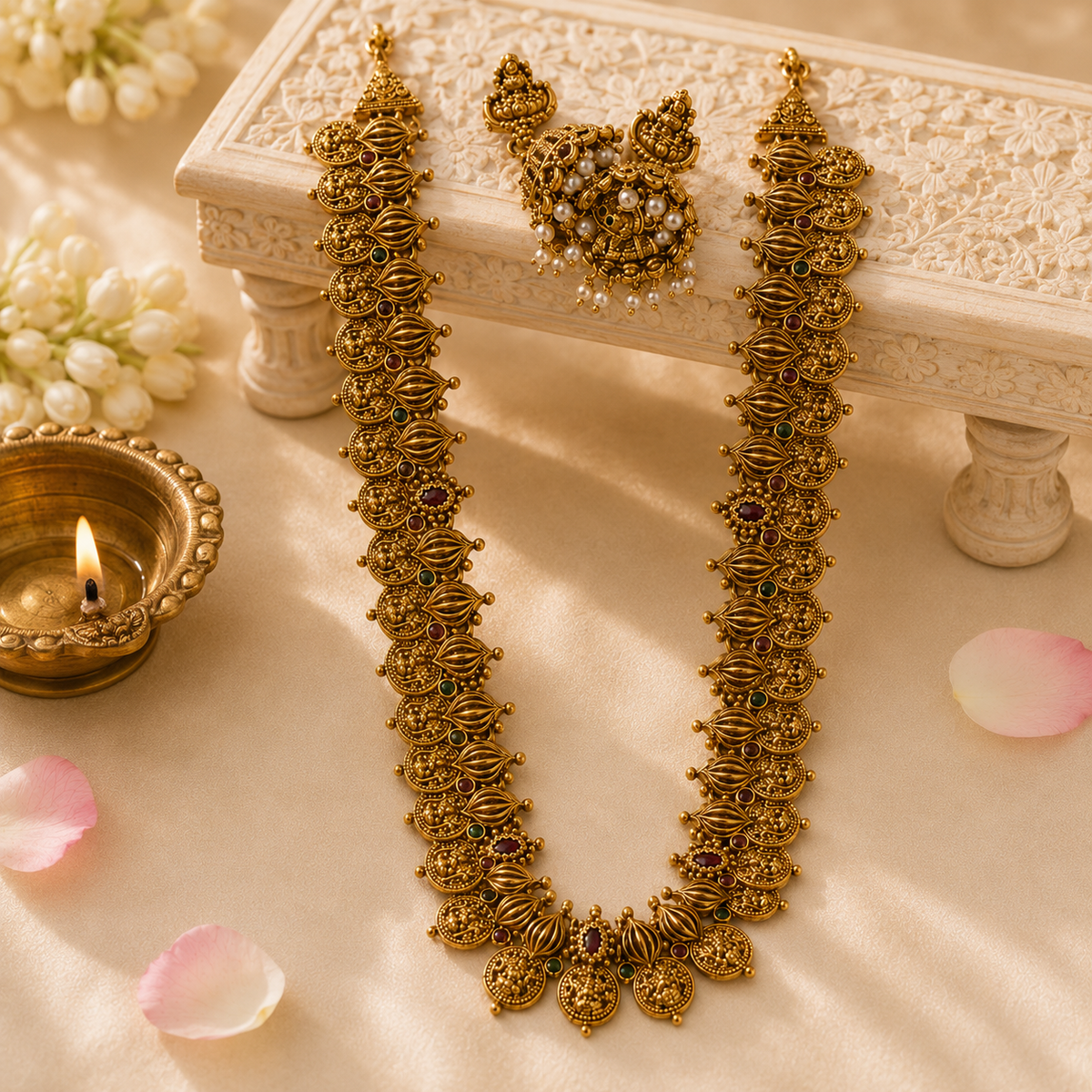Niranjana Long Necklace and Earrings Set