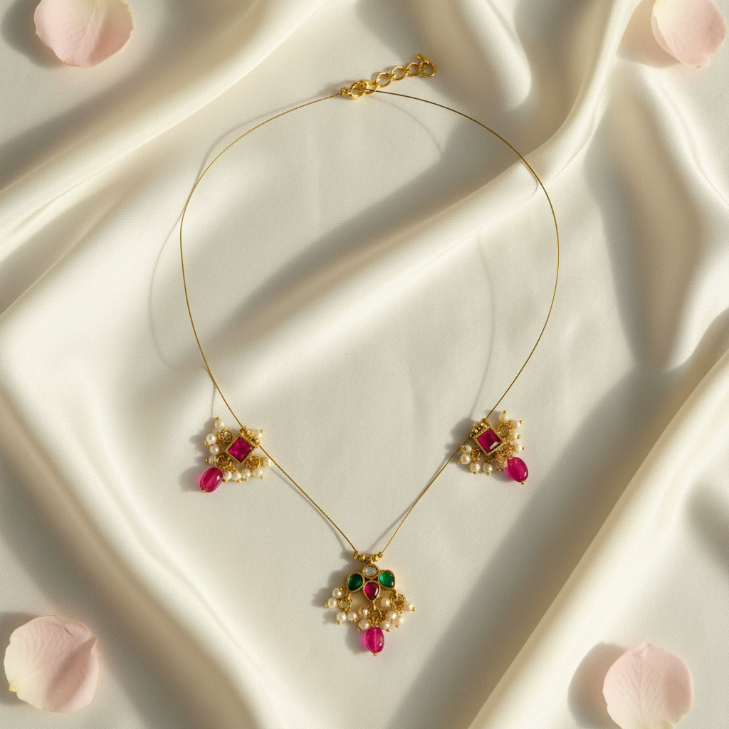 Aarna Invisible Kundan Jadau Necklace
