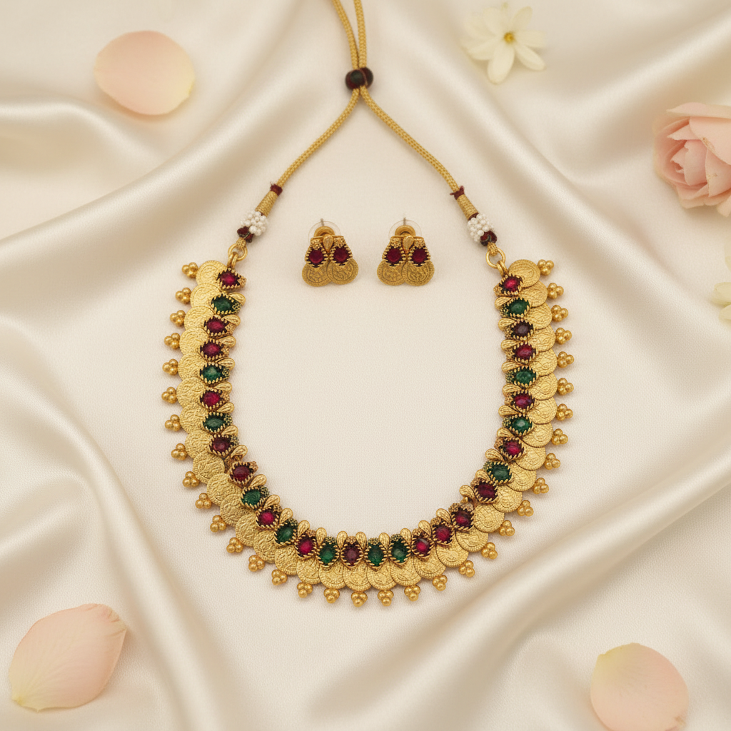Shriya Kasu Necklace and Earrings Set