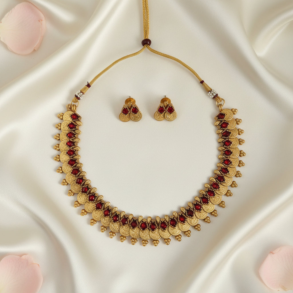 Sahana Kasu Necklace and Earrings Set
