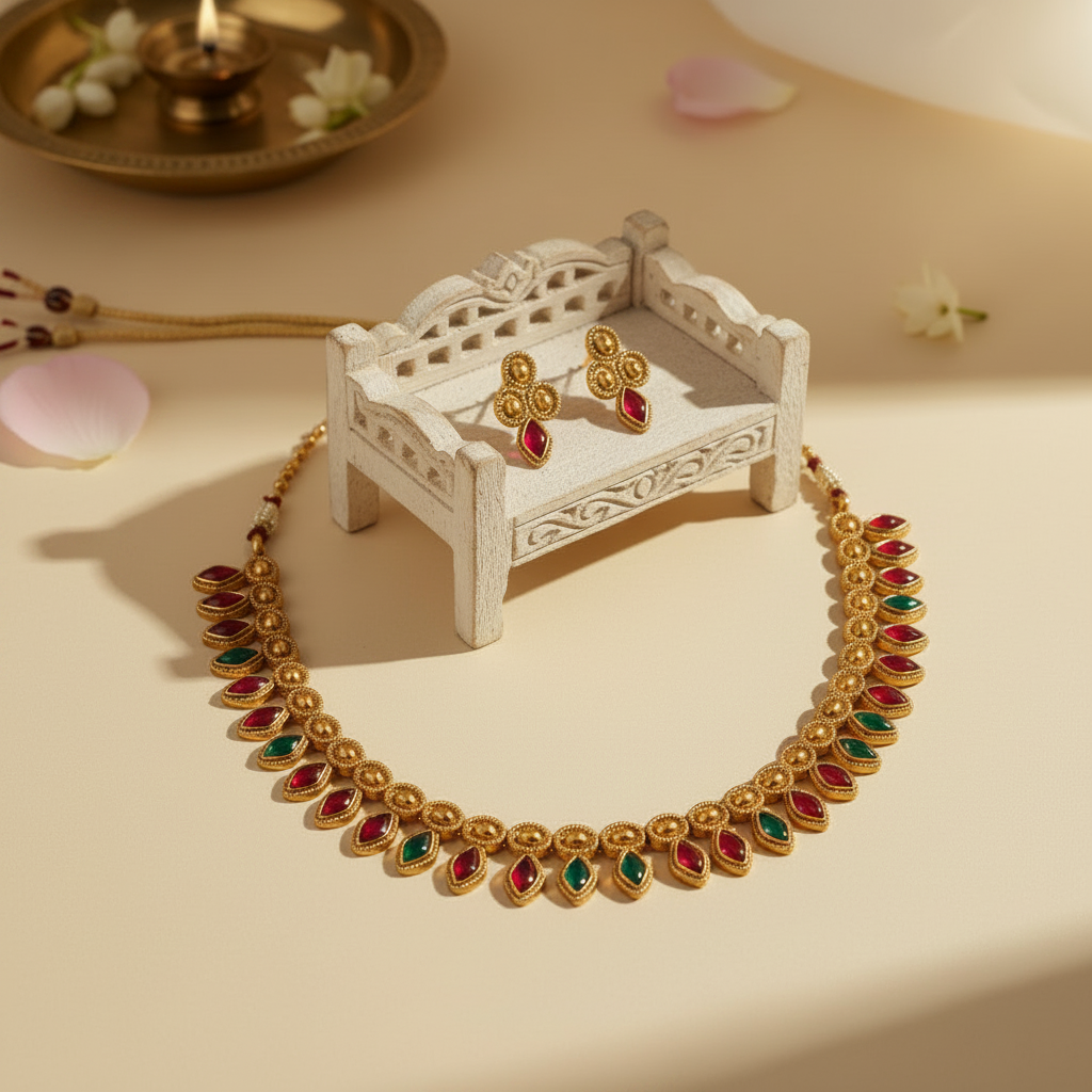 Chandrika Chocker Necklace and Earrings Set