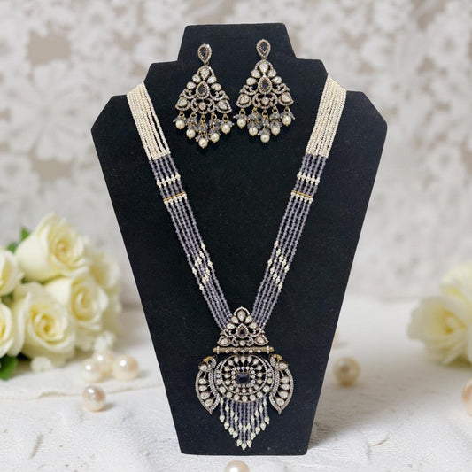 Manika Victorian Long Necklace and Earrings Set