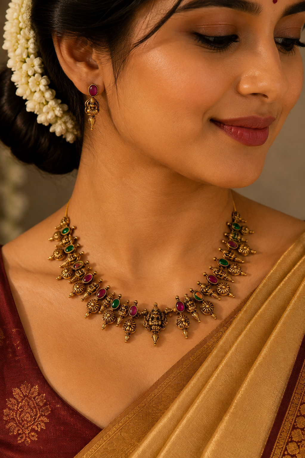 Hamsini Chocker Necklace and Earrings Set