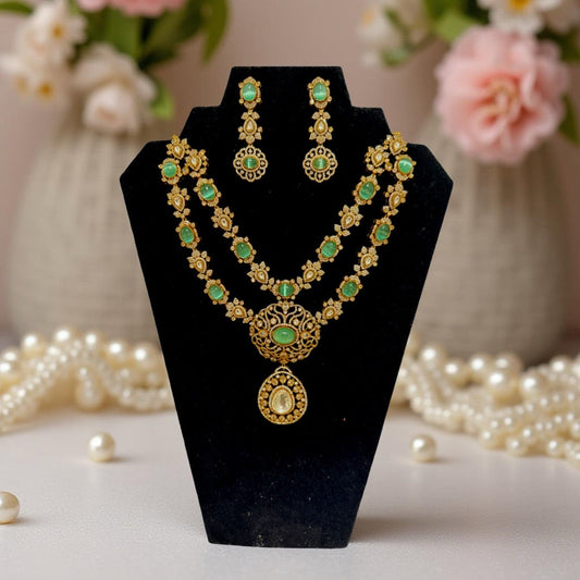 Swetha Two Layer Victorian Necklace and Earrings Set
