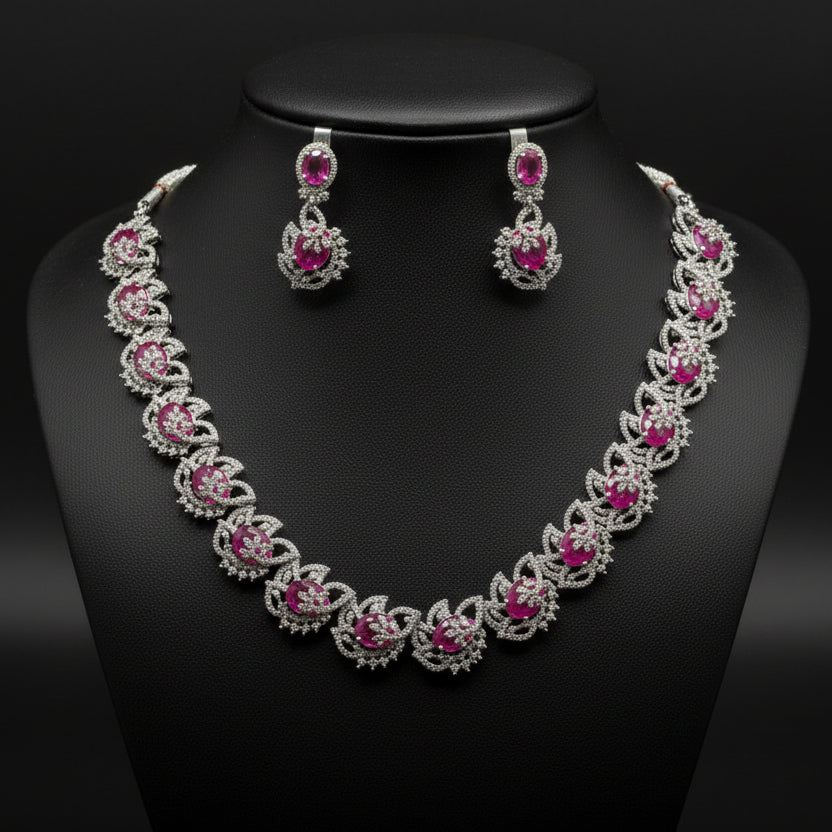 Veena CZ Necklace and Earrings Set