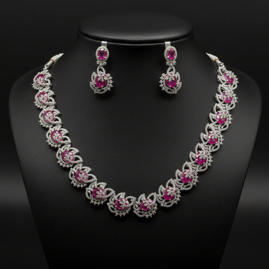 Veena CZ Necklace and Earrings Set