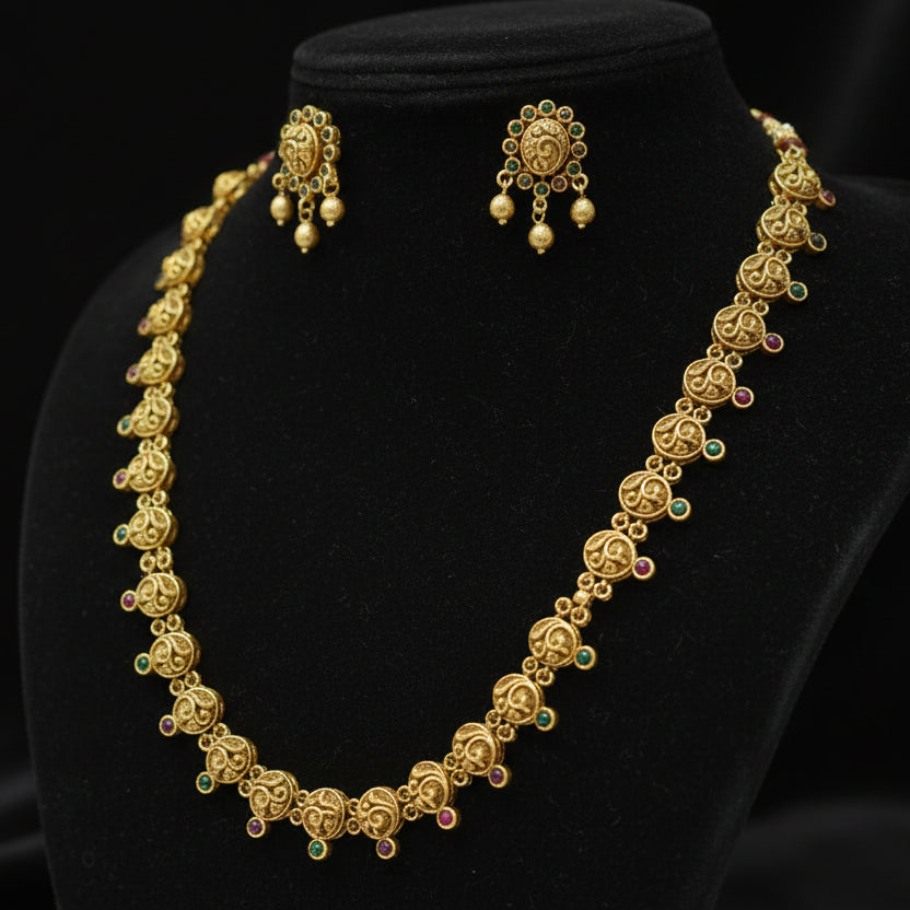 Preethika CZ Antique Necklace and Earrings Set l
