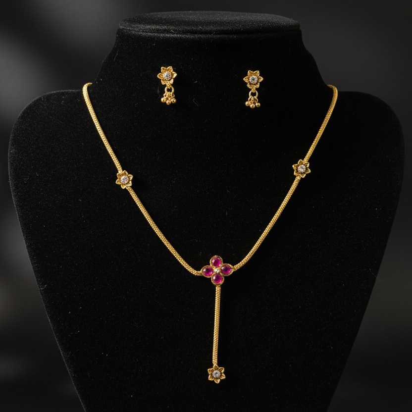 Kenya CZ Antique Necklace and Earrings Set