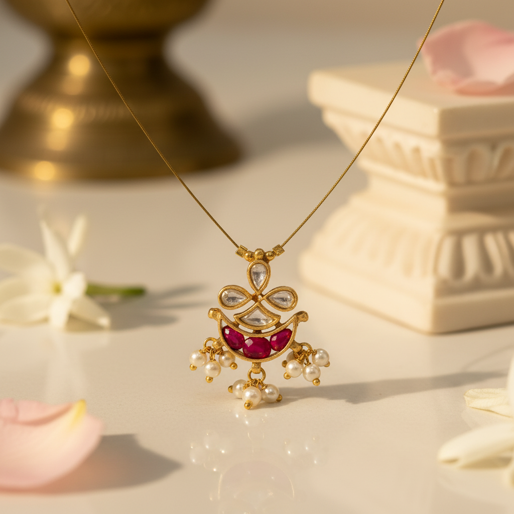 Aaradhya Invisible Kundan Jadau Necklace