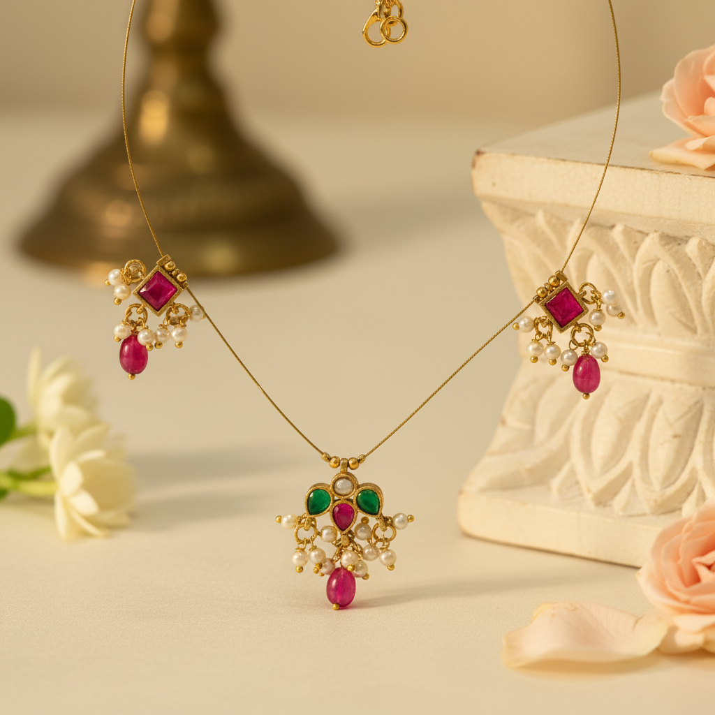 Aarna Invisible Kundan Jadau Necklace