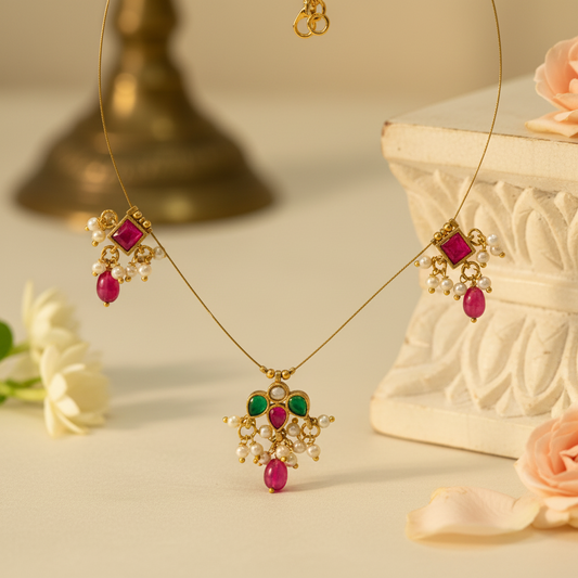 Aarna Invisible Kundan Jadau Necklace