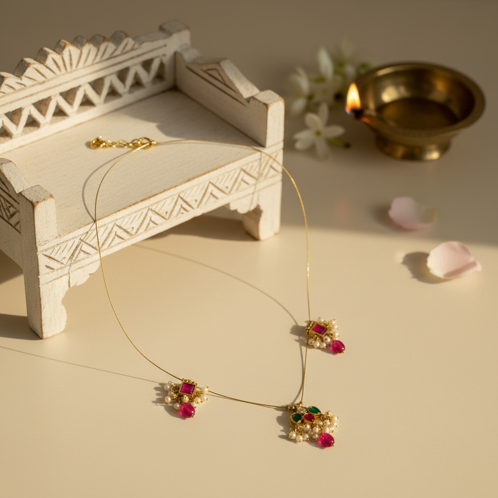 Vasutha Invisible Kundan Jadau Necklace