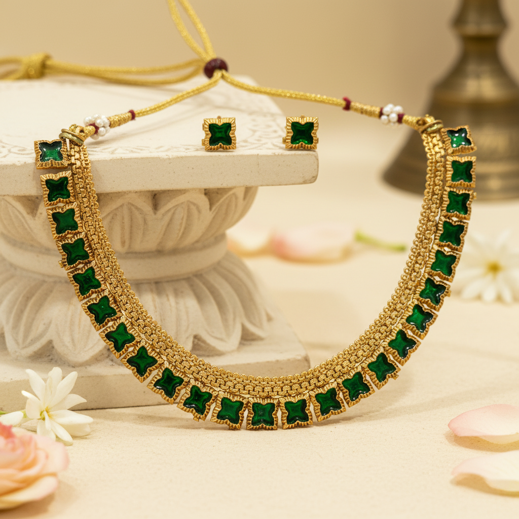 Jisha Chocker Necklace and Earrings Set