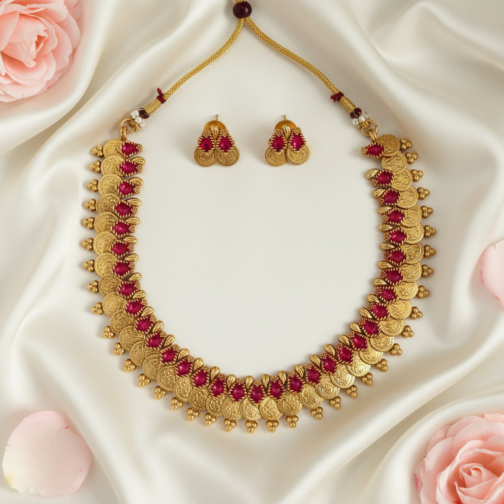 Tara Kasu Necklace and Earrings Set