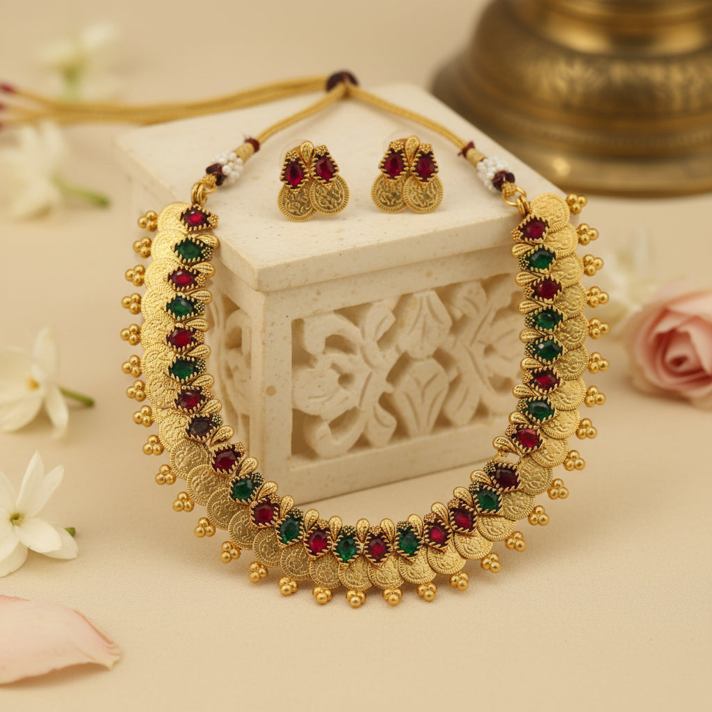 Shriya Kasu Necklace and Earrings Set