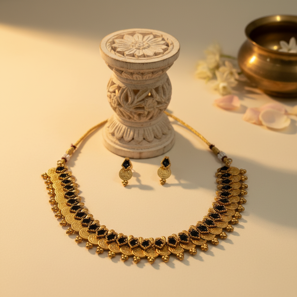 Saanvi Kasu Necklace and Earrings Set