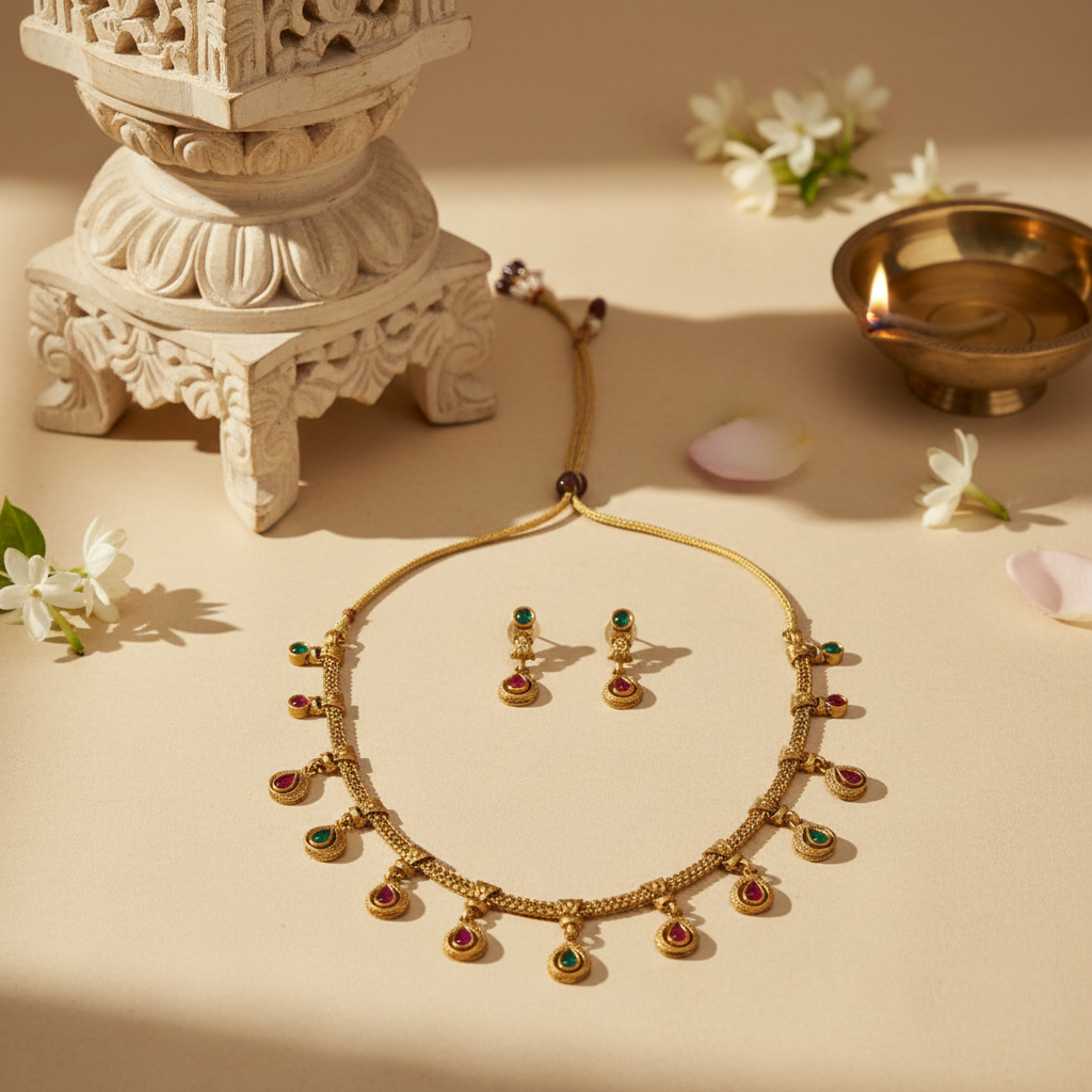 Gaurika Chocker Necklace and Earrings Set