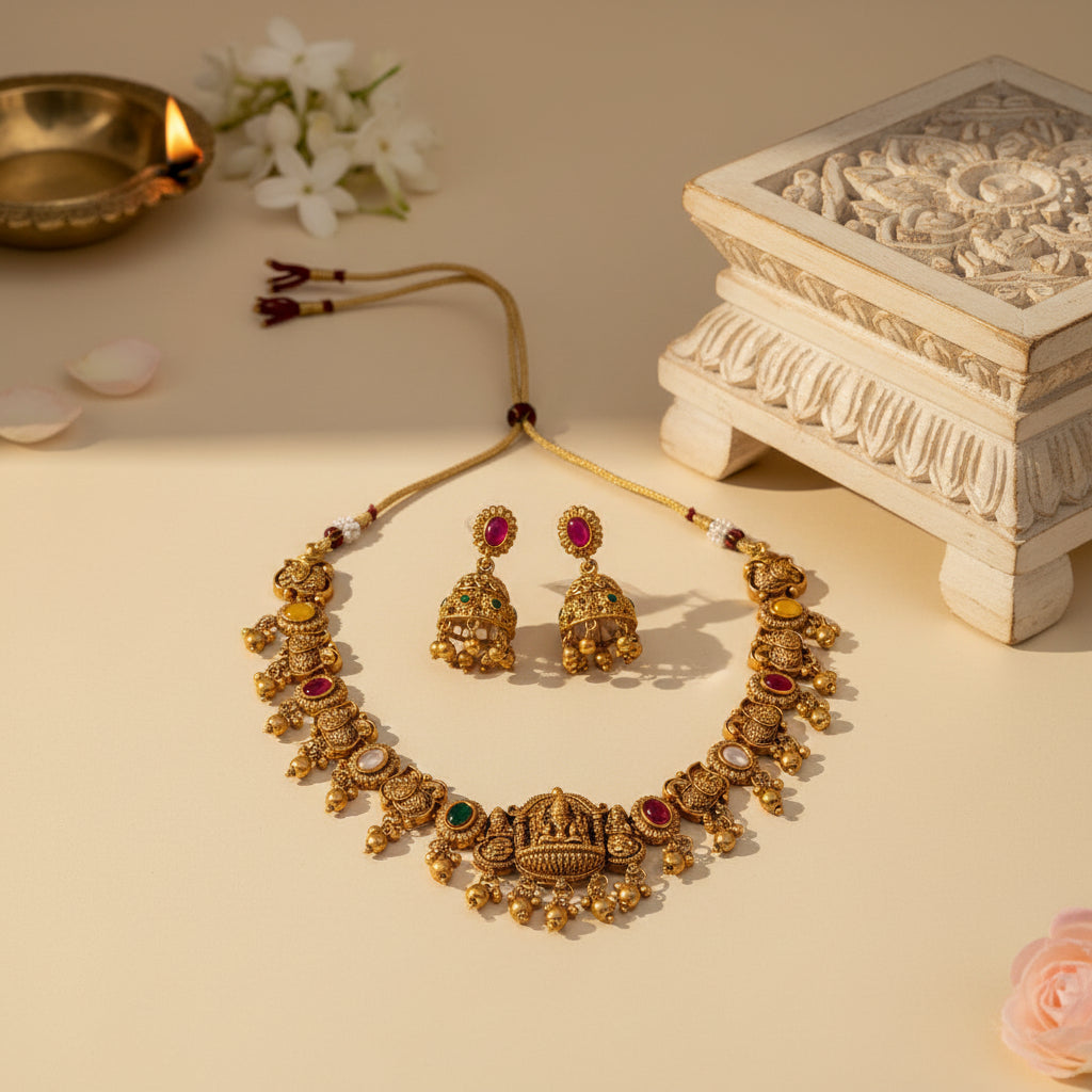 Ahalya Chocker Necklace and Earrings Set
