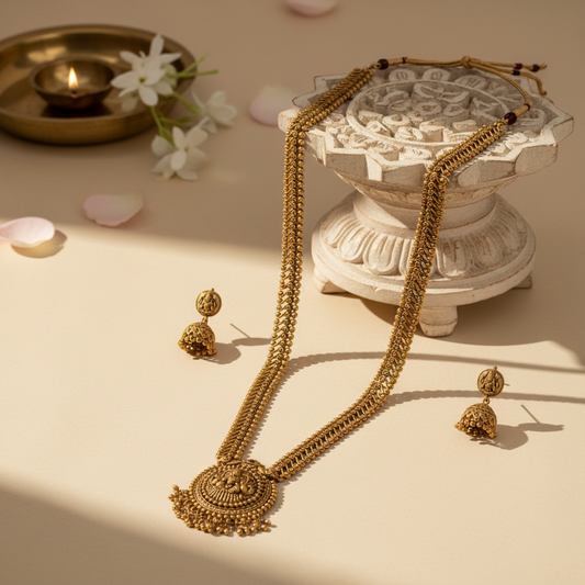 Ahana Long Necklace and Earrings Set