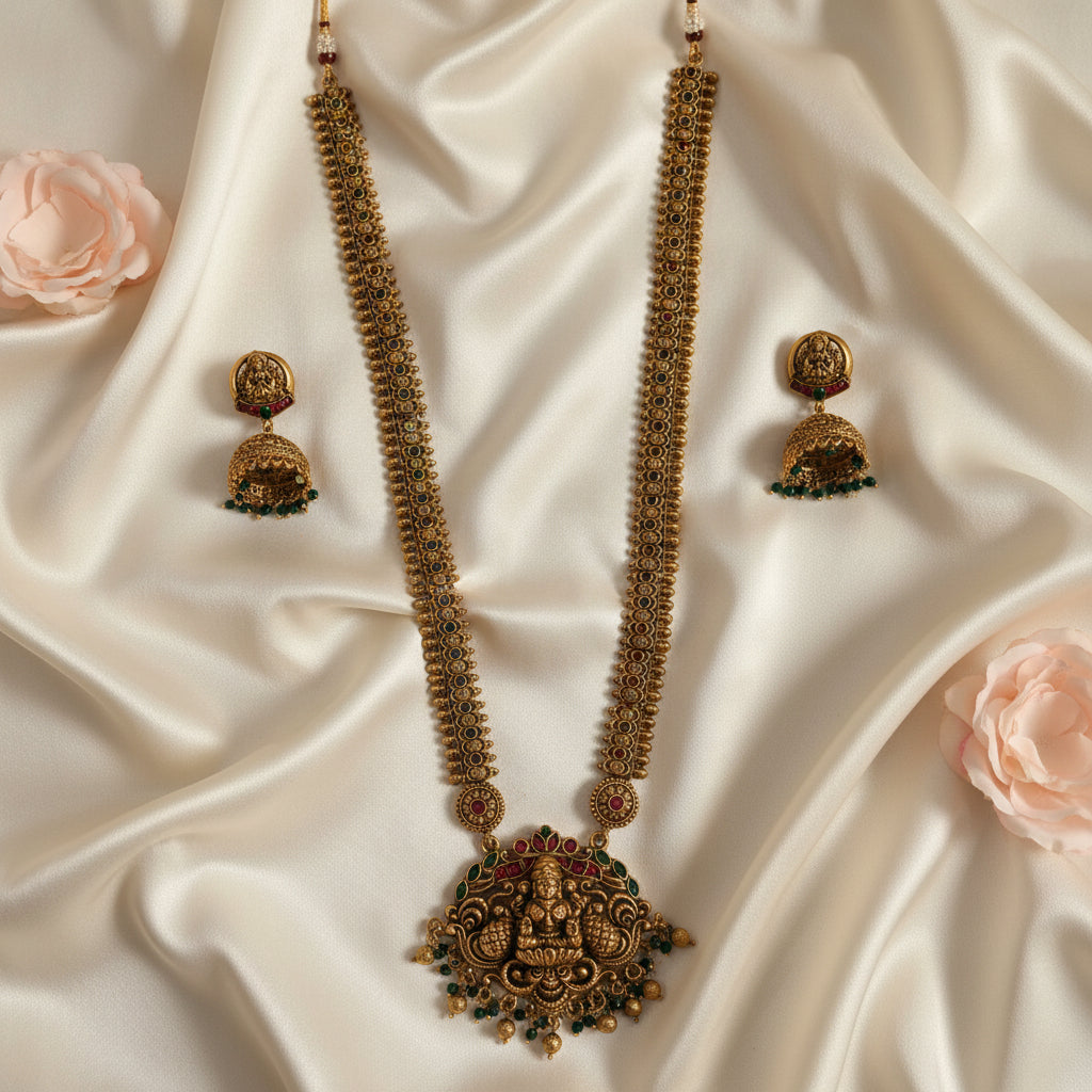 Abhitha Long Necklace and Earrings Set