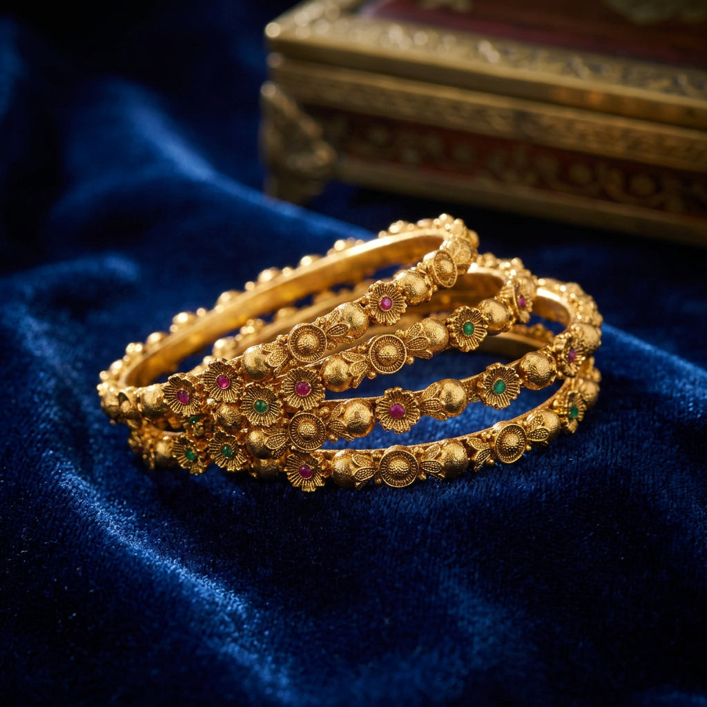 Mona Traditional Antique Flower Bangle