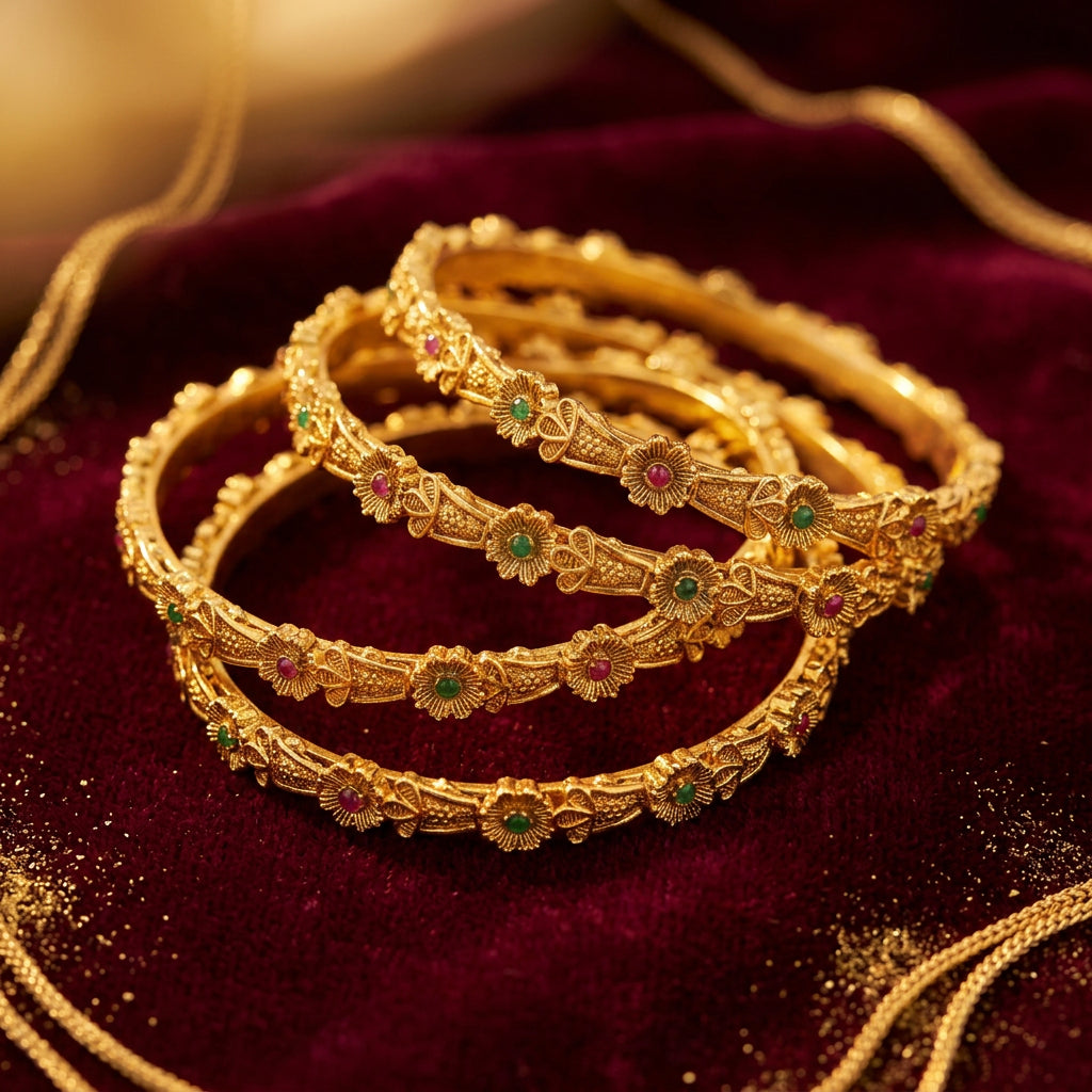 Naina Traditional Antique Flower Bangle