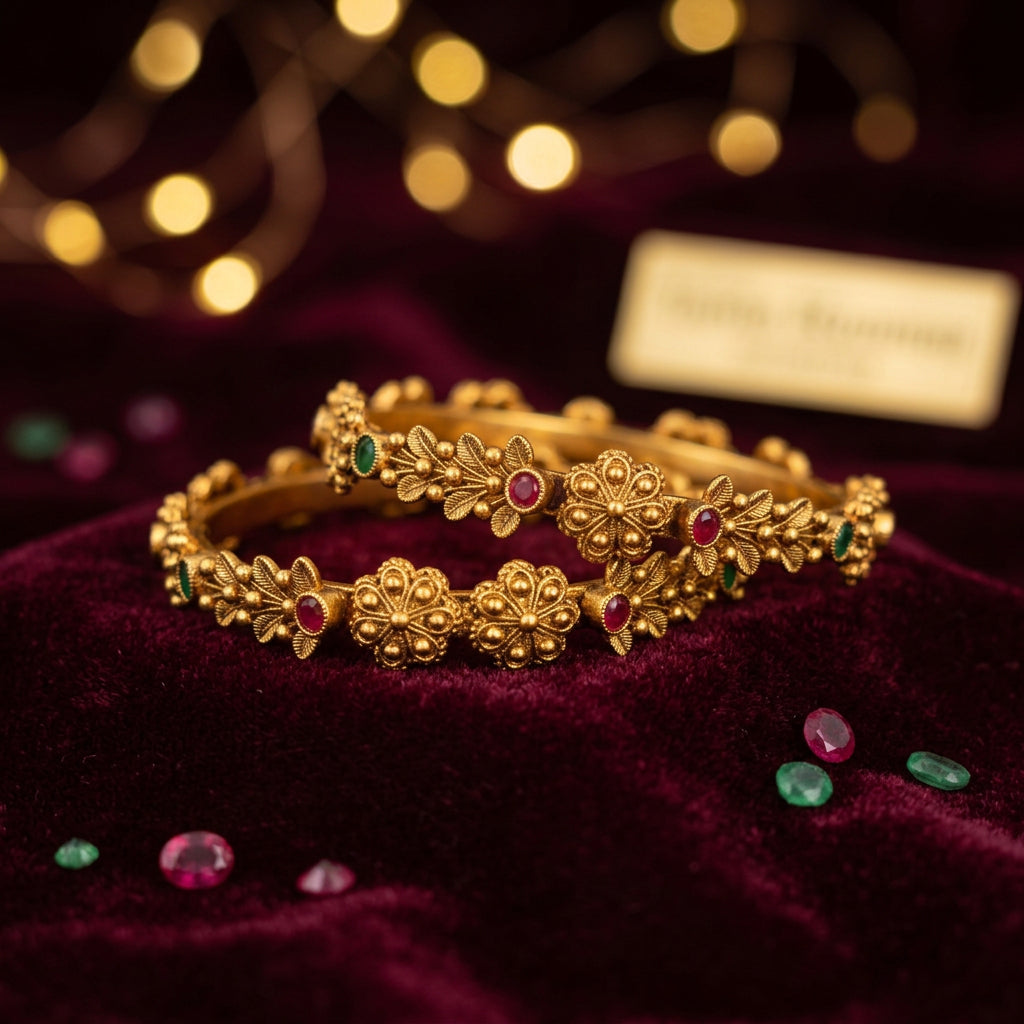 Moksha Traditional Antique Flower Bangle